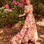 36030 Veni Infantino Fuxia Coral Print Dress