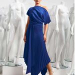 Kevan Jon Cobalt Mila Pleat Dress