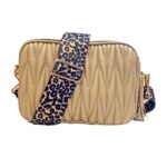 Quilted Taupe Bag with leopard strap GS603