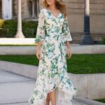 7G129 Rosa Clara Geo Print Dress Emerald