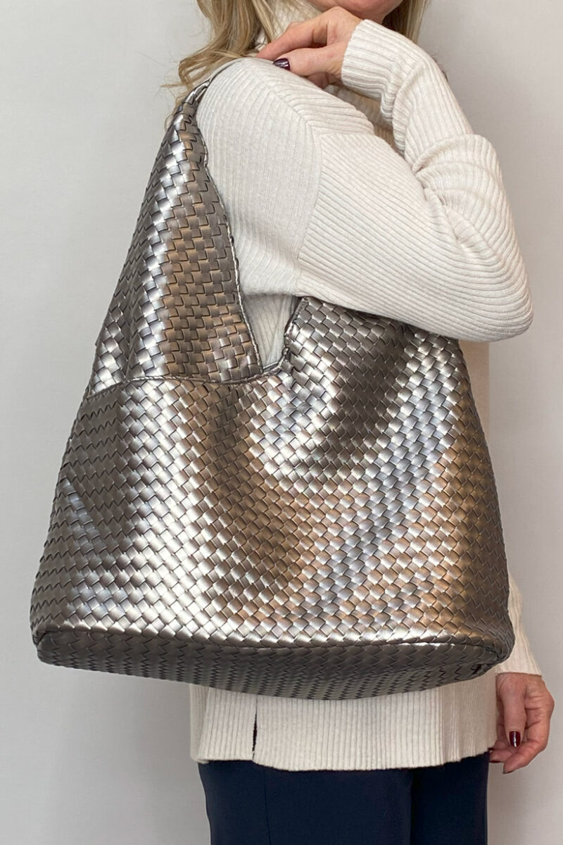 Metallic Pewter Hobo Bag 1903