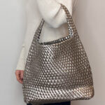 5228 woven tote pewter