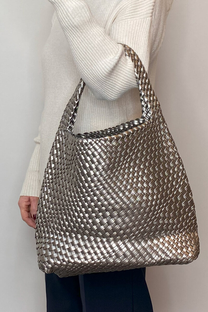 5228 woven tote pewter