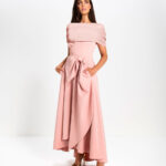 Kevan Jon Safia Blush Bow Flare & Cape Dress