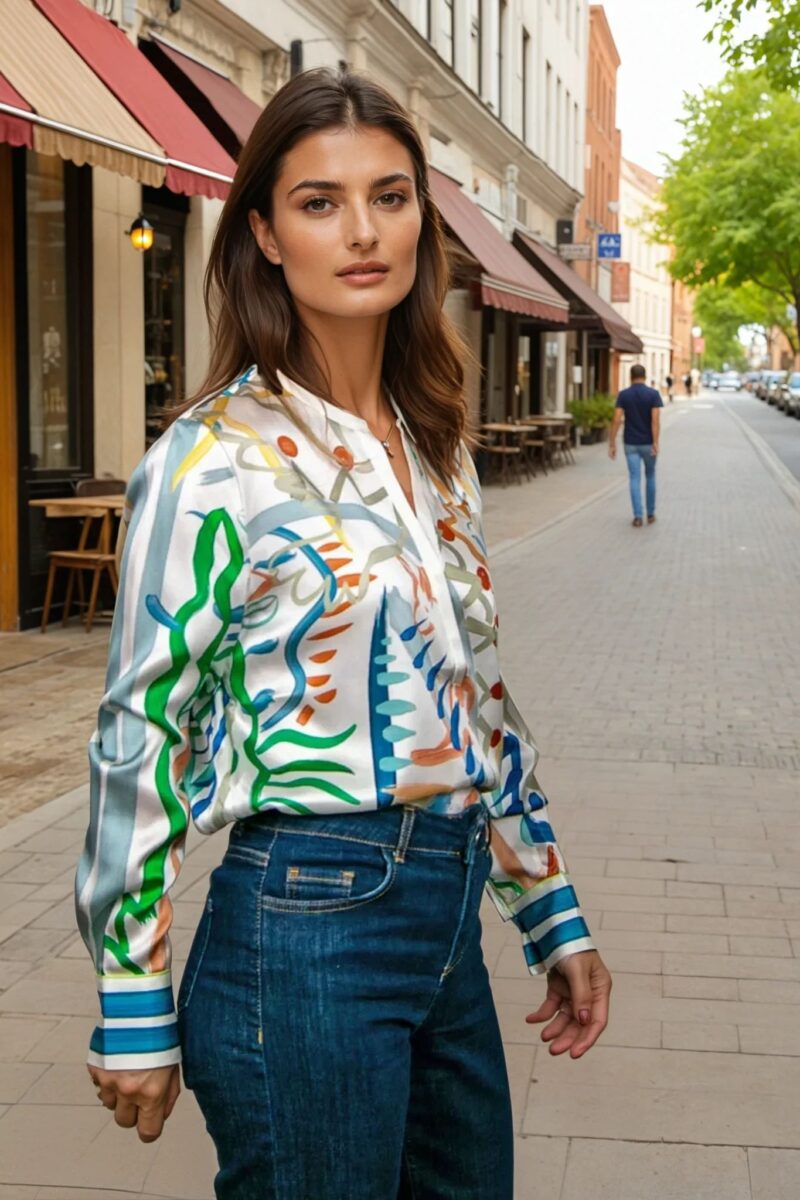 Herzen Spearmint Patterned Shirt 6161