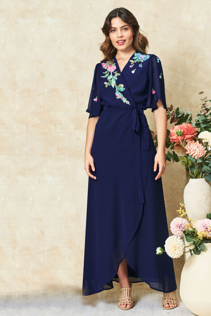 Hope & Ivy Jillian Navy Wrap Dress