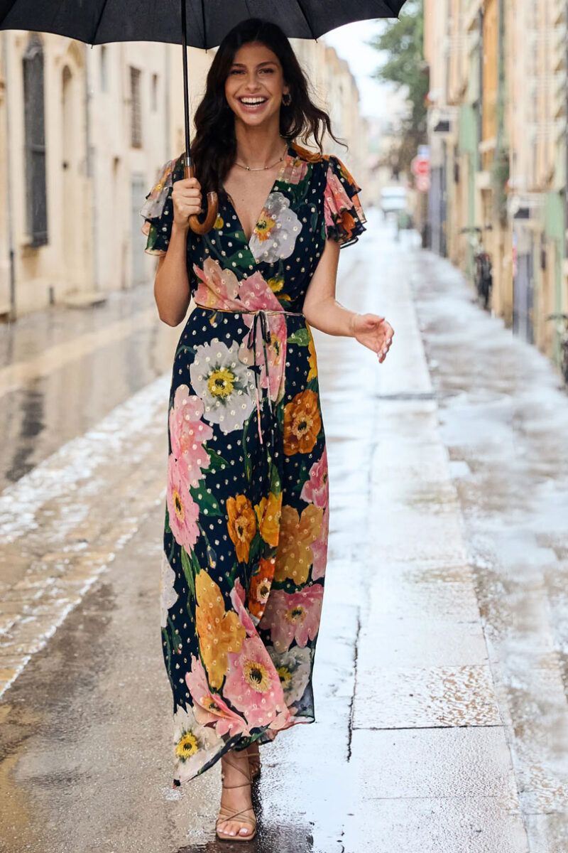 Hope & Ivy Marlene Polka Print Wrap Dress