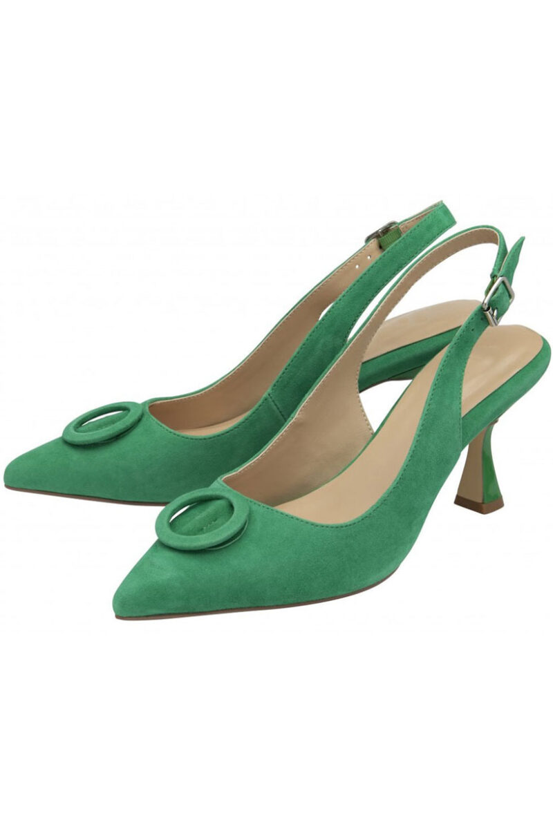 Green Suede Sling Back Shoes