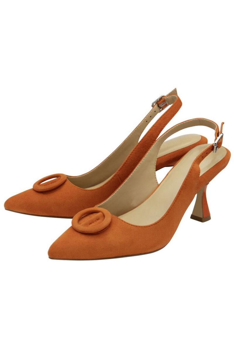 Orange Suede Sling Back Shoes