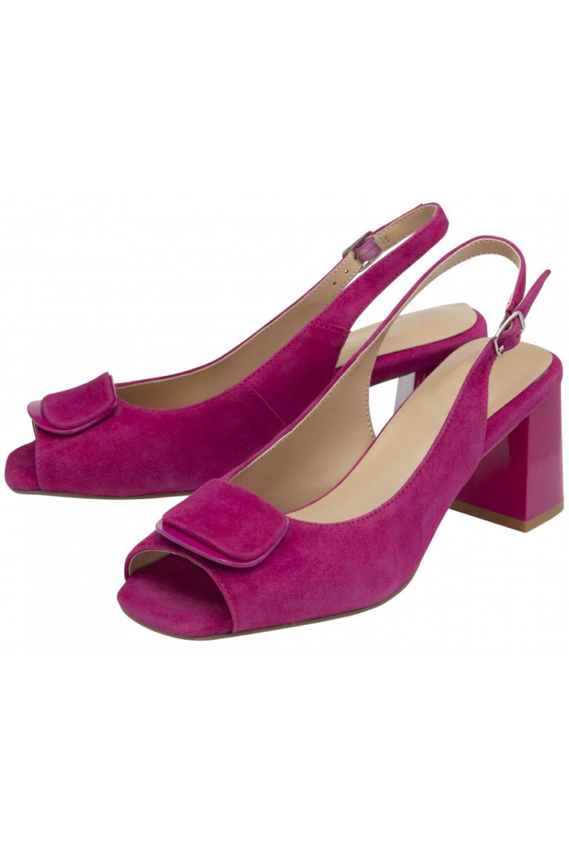 Pink Suede Sling Back Court Shoes