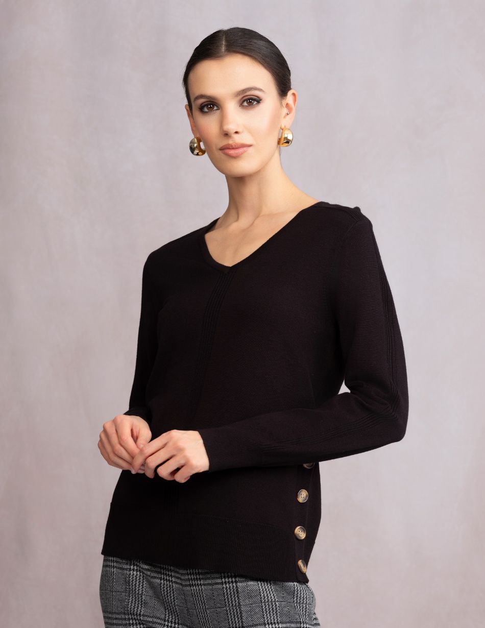 Alison Sheri Black Button Detail Jumper 46105