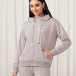 Elena Wang Silver Zip Hoodie EW35203