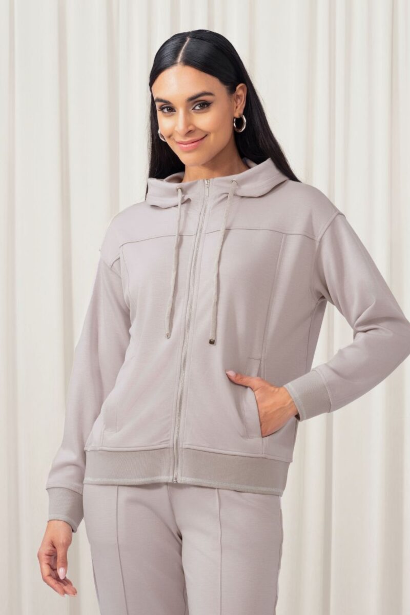 Elena Wang Silver Zip Hoodie EW35203