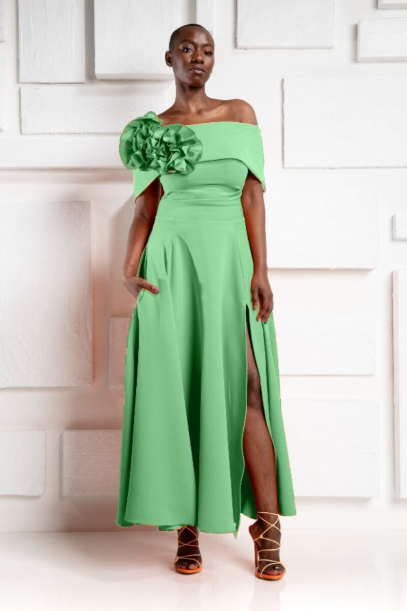 Kevan Jon Kyoto Flare Pistachio Dress 2