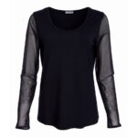 Naya Black Mesh Sleeve Top NAW25106 1