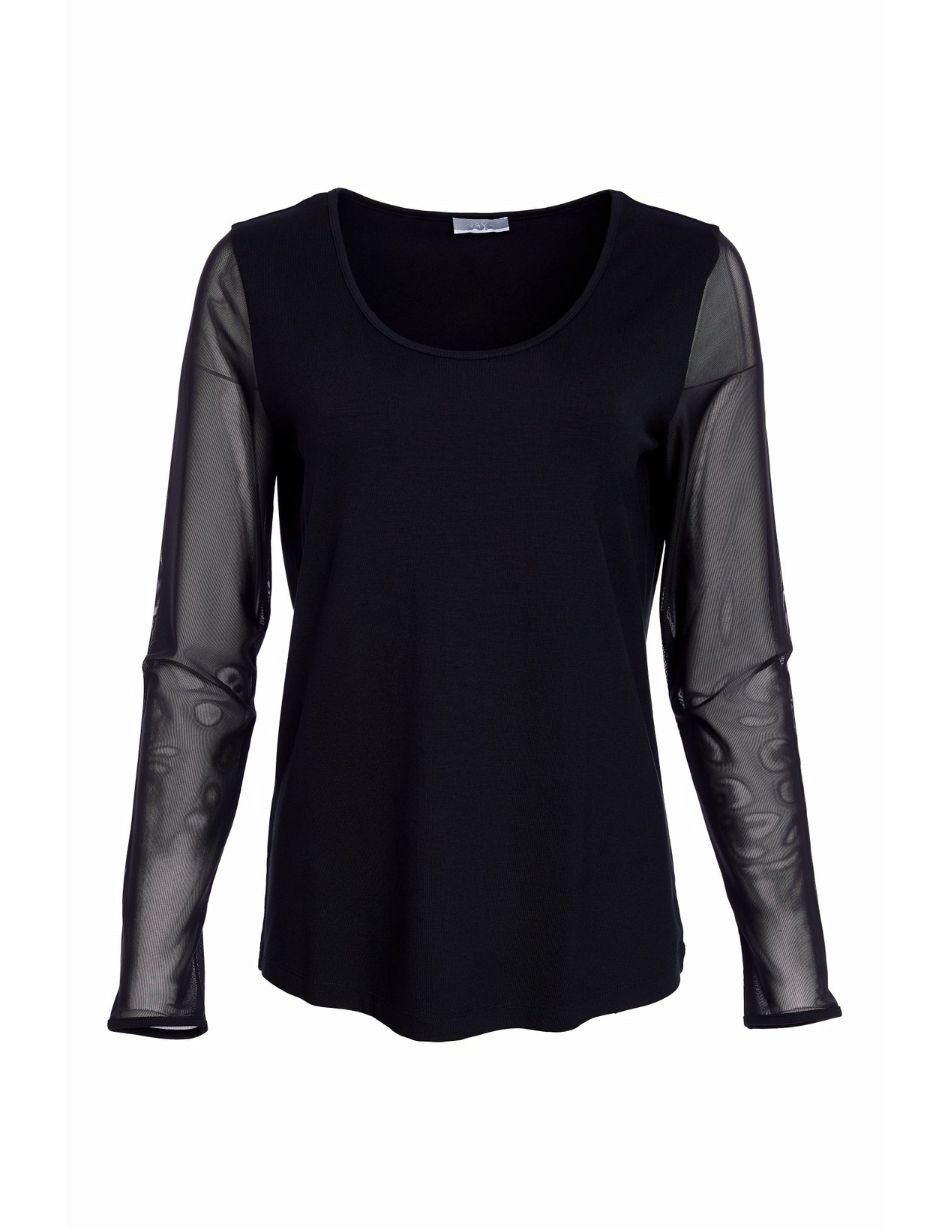 Naya Black Mesh Sleeve Top NAW25106 1