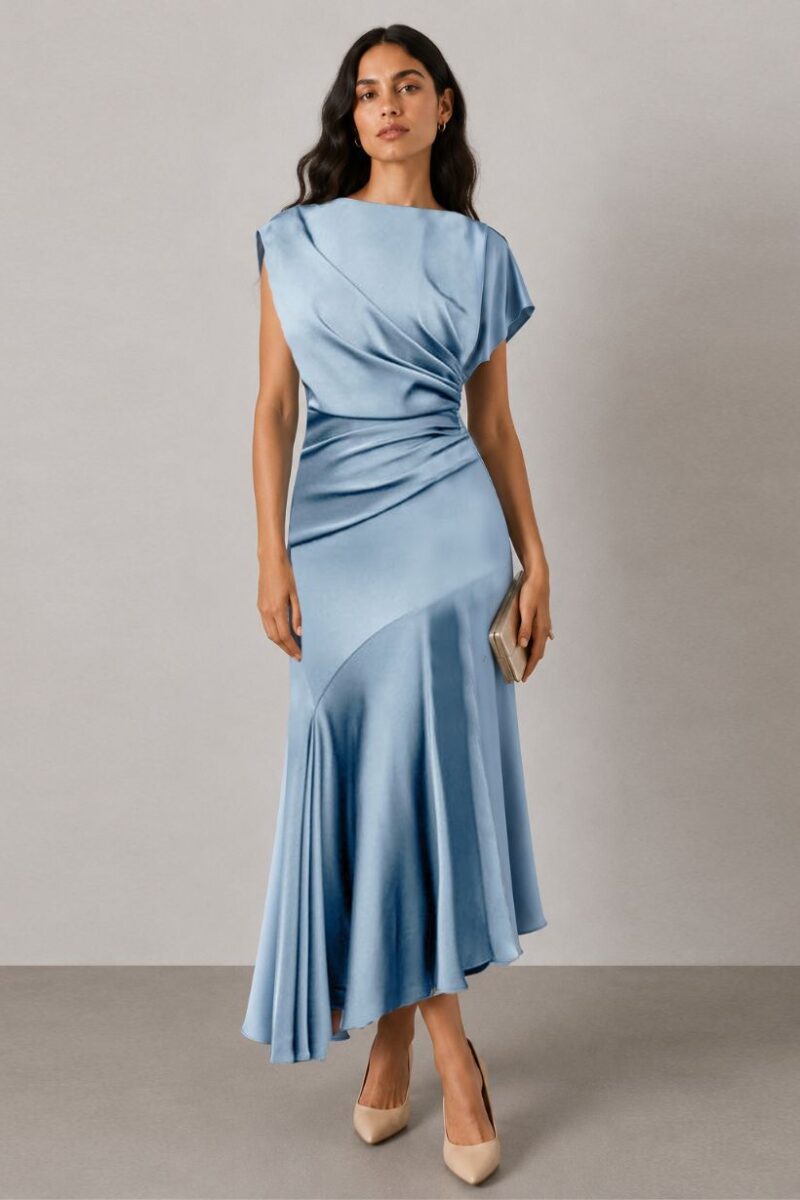 Maisonel ME3071 Steel Midi Asymmetric Dress