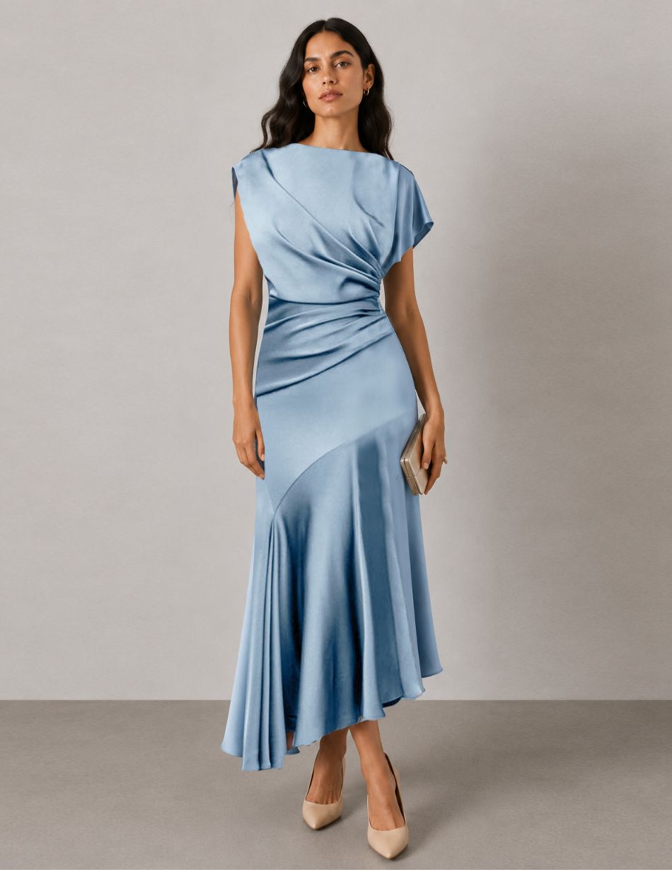 Maisonel ME3071 Steel Midi Asymmetric Dress