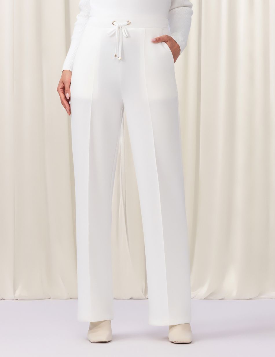 Elena Wang White Wide Trousers EW35206