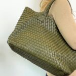 khaki Woven Tote Bag 9387