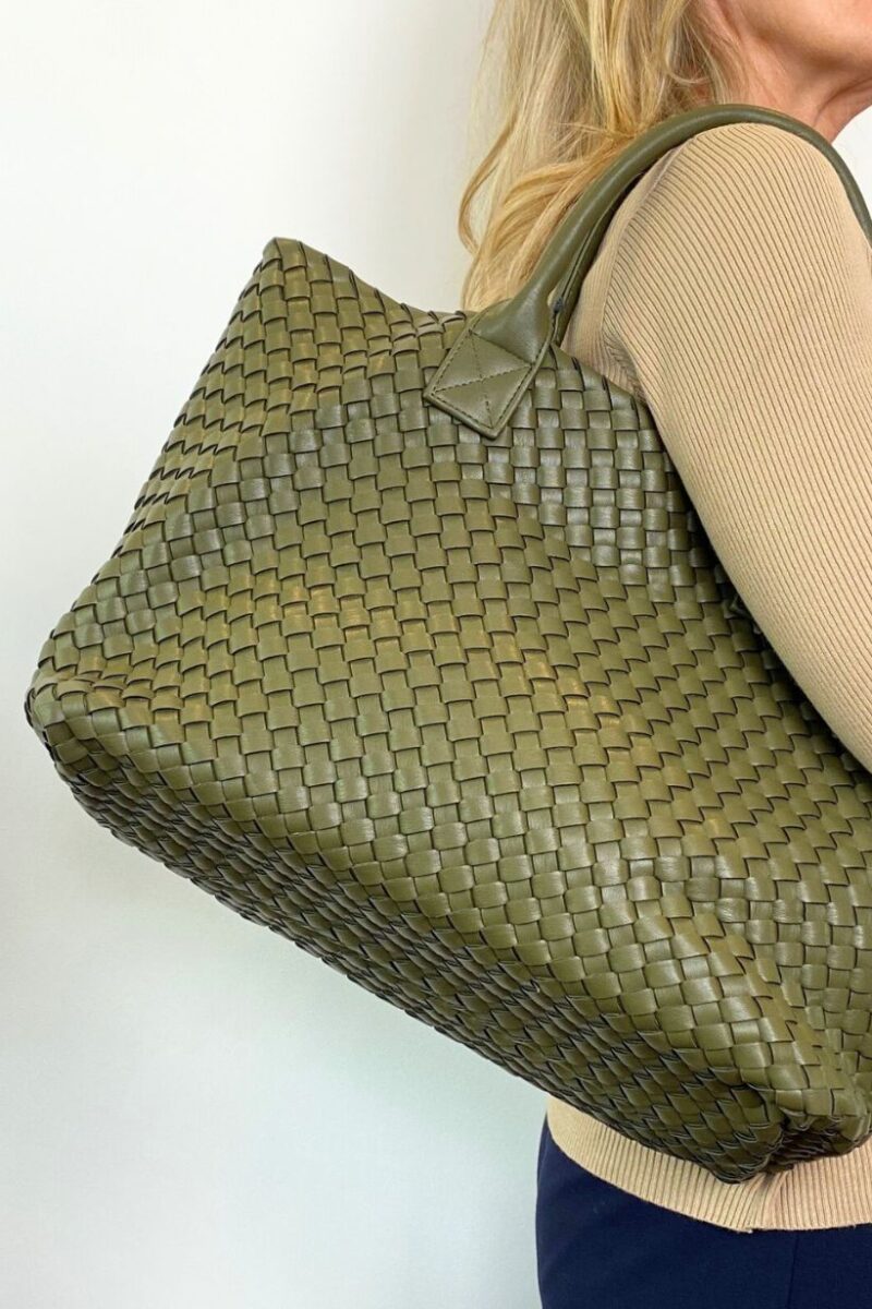 khaki Woven Tote Bag 9387