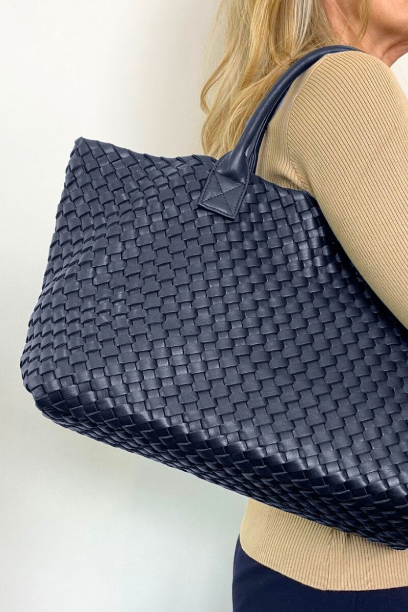 navy Woven Tote Bag 9387