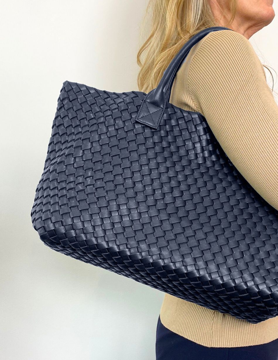 navy Woven Tote Bag 9387