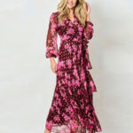 Hope & Ivy Blossom Burgundy Wrap Dress