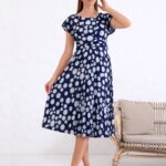 Ella Boo 2540-41 Navy Spot Wrap Dress