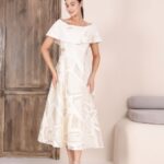 Lizabella 2358-21 Bardot Gold & Cream Dress