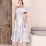 Lizabella 2359-42 Bardot Sky & Champagne Dress