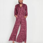 Onjenu Laurie Abstract Pink Bordeaux Jumpsuit 1