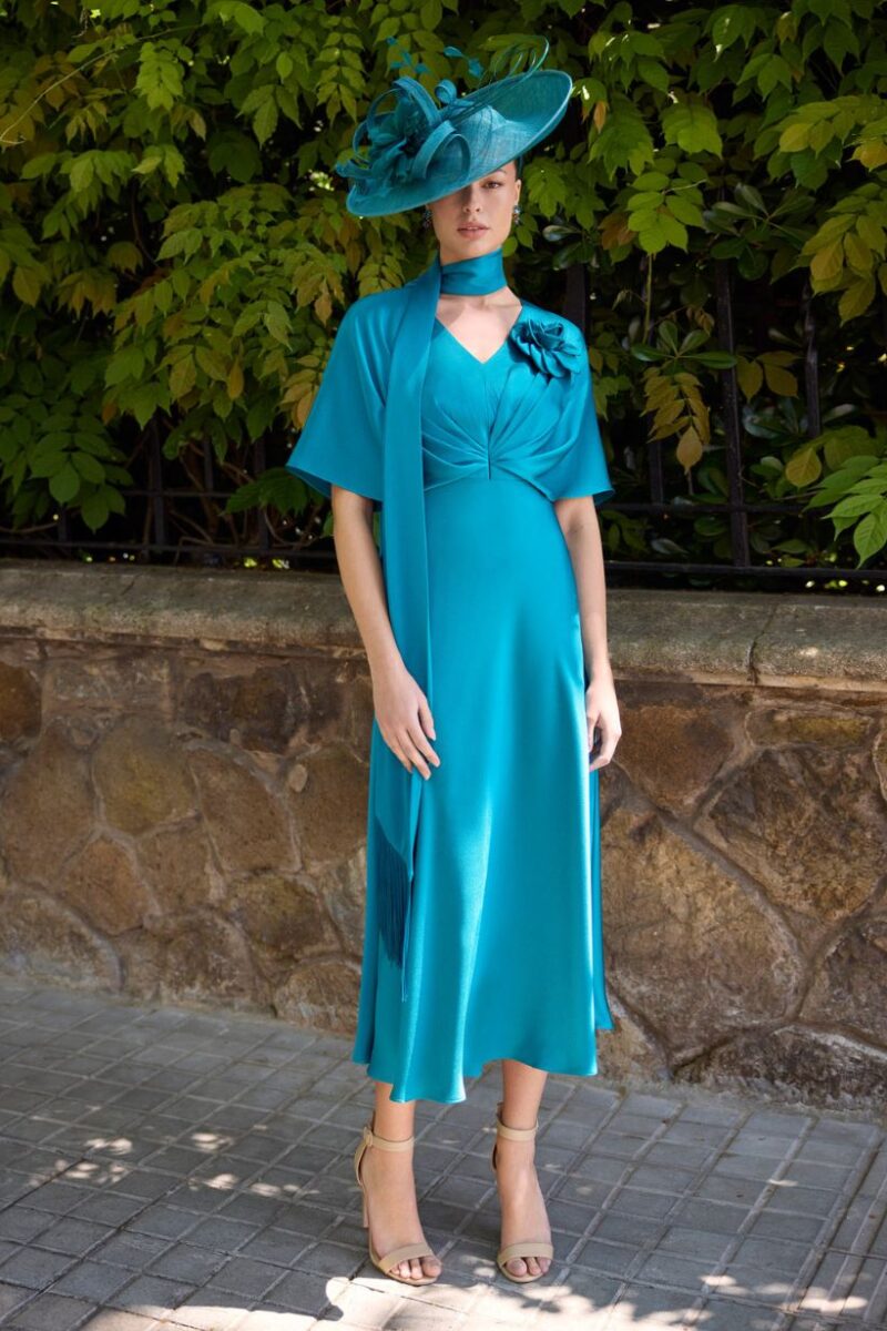 Rosa Clara 1G60 Tiffany Blue Hammered Dress