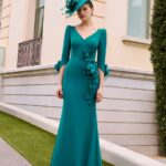 Rosa Clara Dark Jade Maxi Dress Front