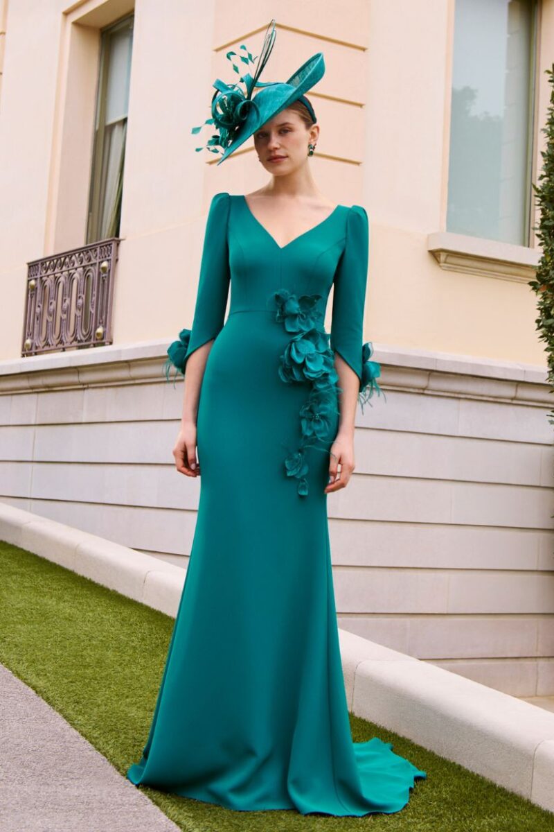 Rosa Clara Dark Jade Maxi Dress Front