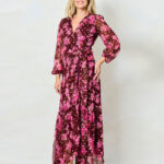 Hope & Ivy Blossom Burgundy Wrap Dress