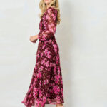 Hope & Ivy Blossom Burgundy Wrap Dress