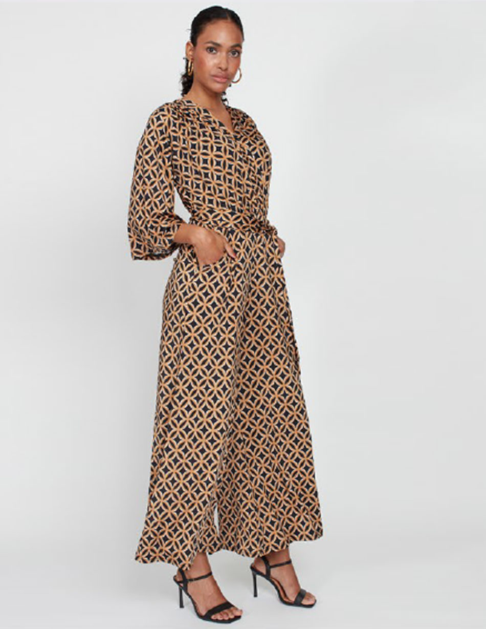 On Jenu Laurie Geo Brown Jumpsuit On Jenu Laurie Geo Brown Jumpsuit