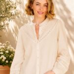 Aspiga Chevron Cream Cheesecloth Blouse