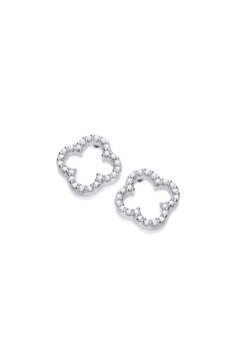 830001247 SILVER OPEN CLOVER EARRINGS