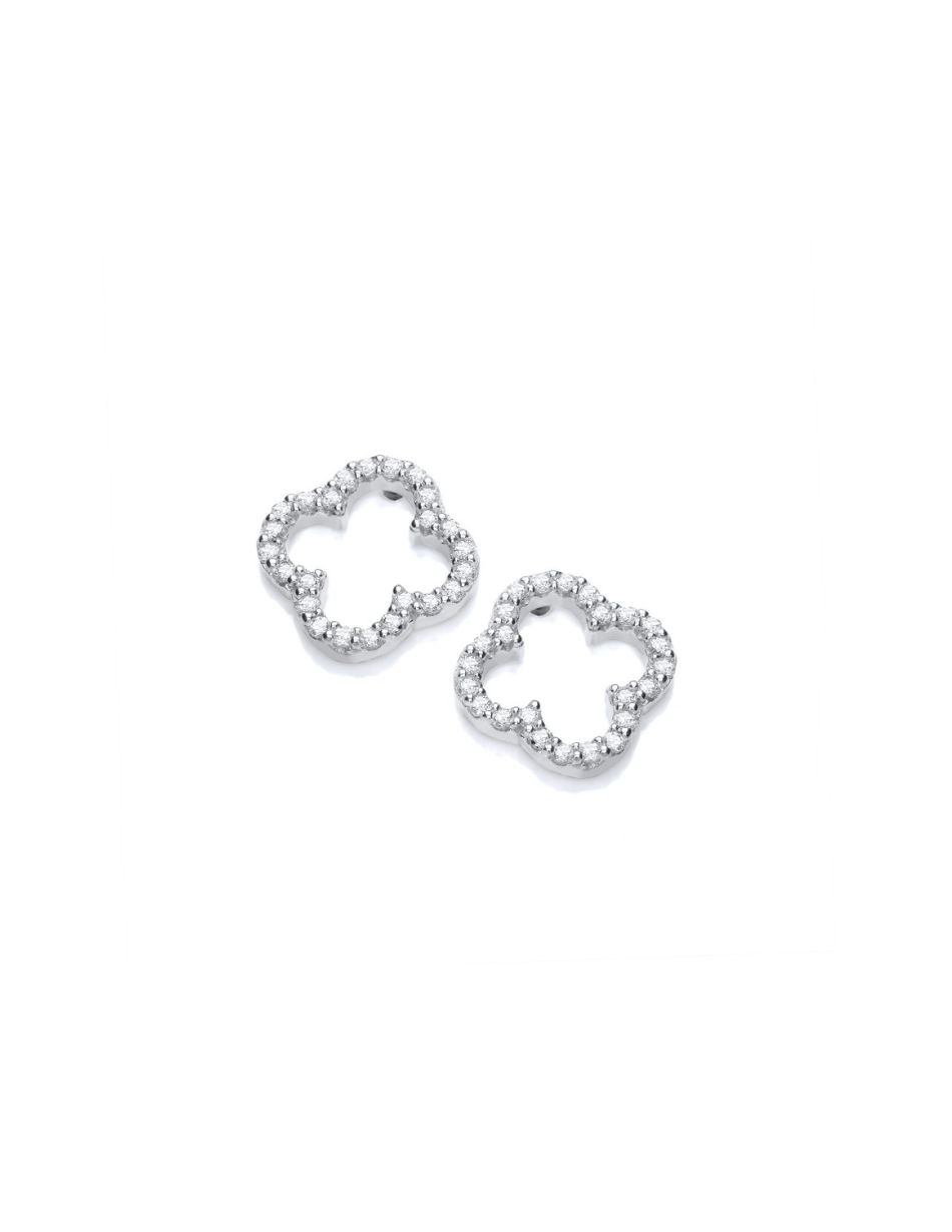 830001247 SILVER OPEN CLOVER EARRINGS