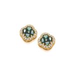 830001486 GOLD EMERALD CLOVER EARRINGS