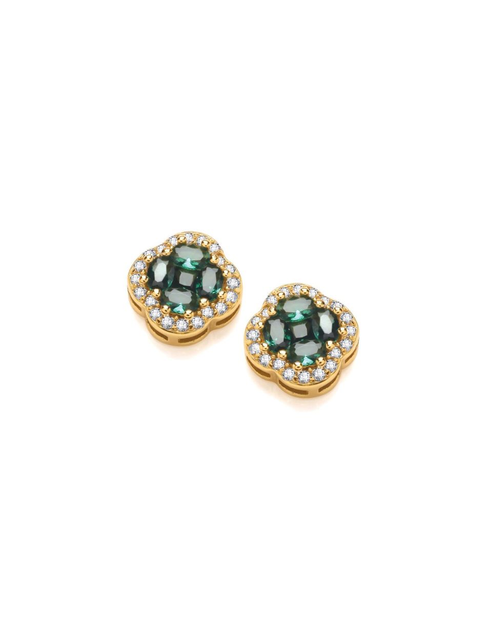 830001486 GOLD EMERALD CLOVER EARRINGS