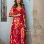 Allison 6160 Red Orange Maxi Dress
