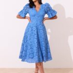 8th Sign Callie Cornflower Lace Bow Back Dress