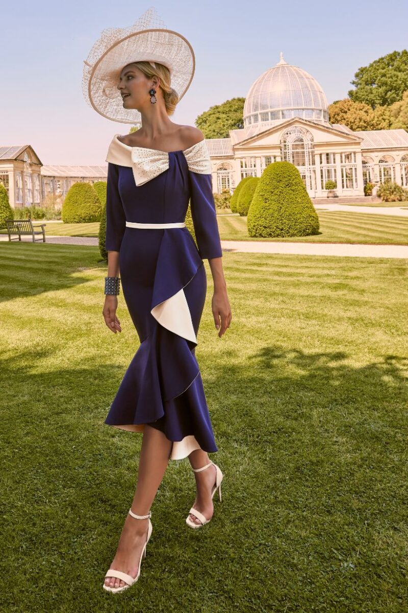 Veni Infantino 992259 Navy & Champagne Crepe Dress
