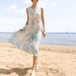 Alison Sheri Aqua & Beige Dress A47282