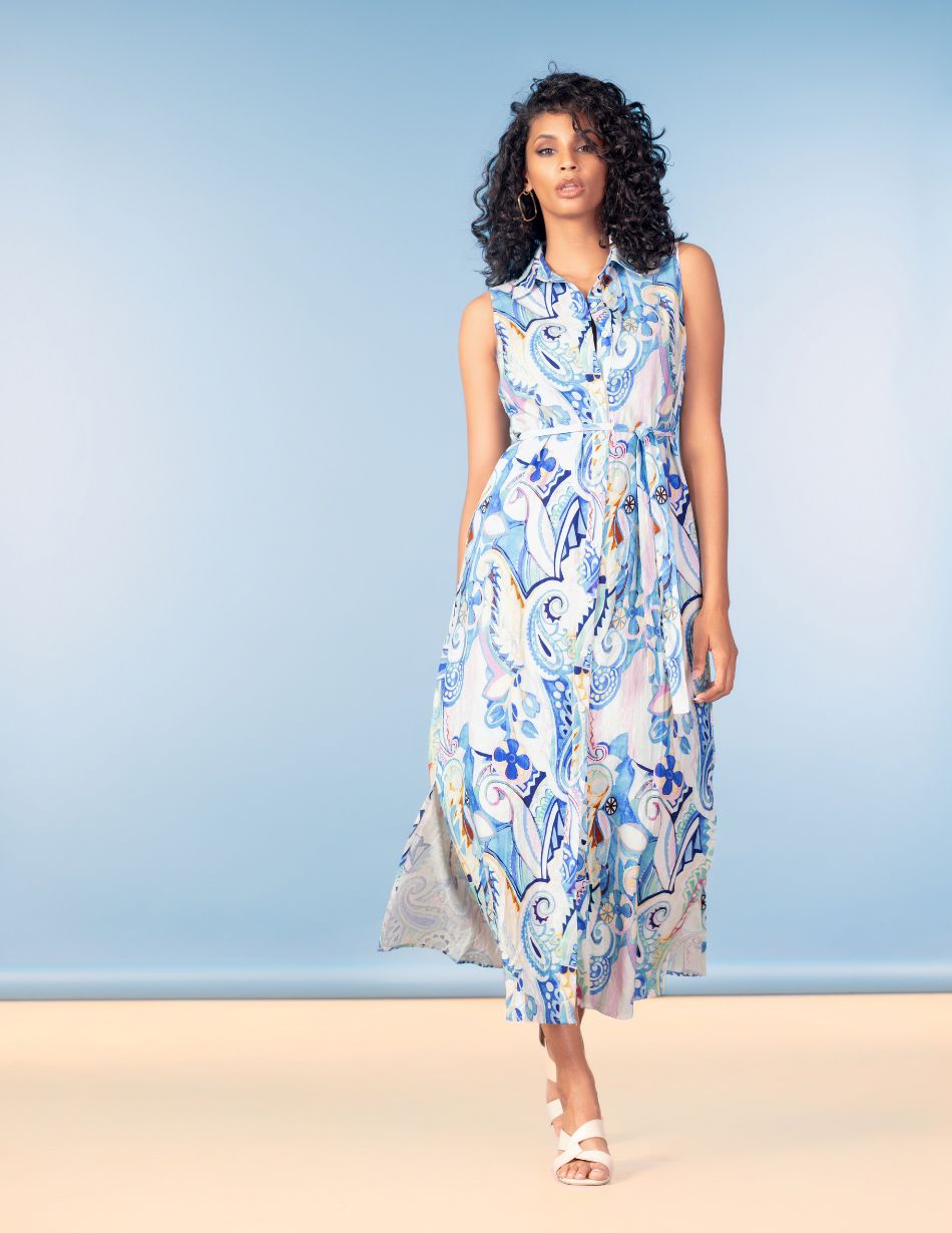 Alison Sheri Blue Printed Shirt Dress A47150