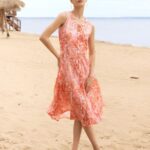 Alison Sheri Coral Printed Dress A47033