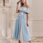 John Charles 29358 Ice Blue & Ivory Dress
